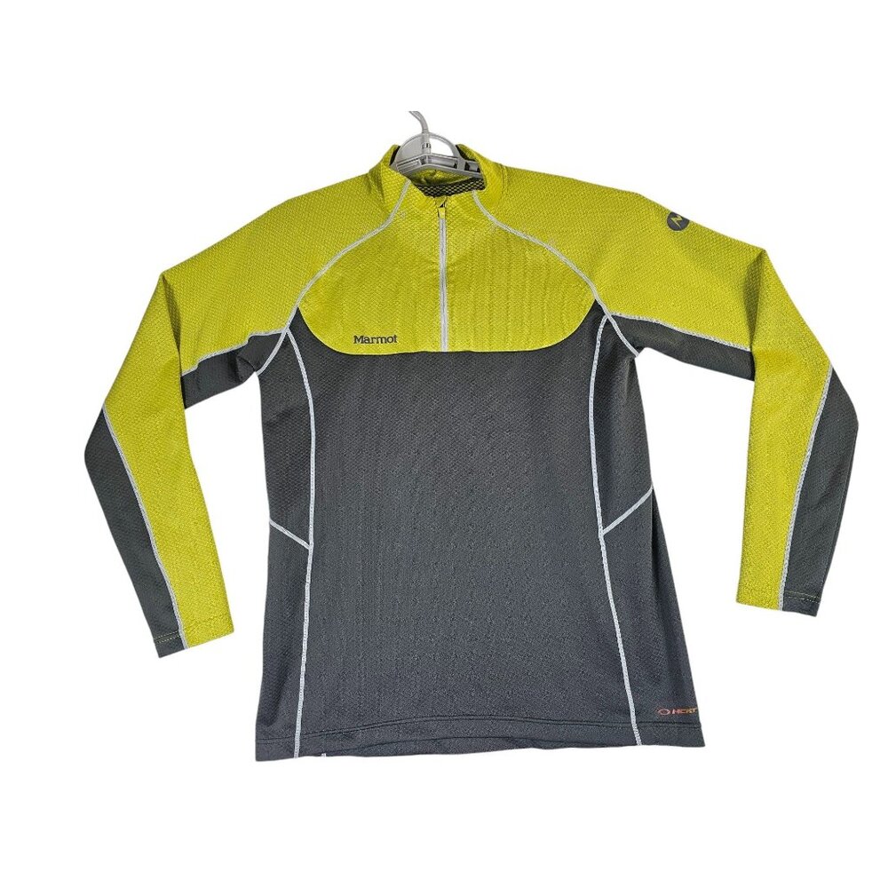 Marmot Neothermo™ 1/2 Zip Base Layer Shirt Size M Gray/Neon Yellow